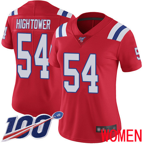New England Patriots Football #54 100th Limited Red Women Dont a Hightower Alternate NFL Jersey
